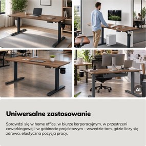 Biurko elektryczne z regulacją wysokości ergonomiczne antracytowe/orzech,1600x800 mm: ARIA