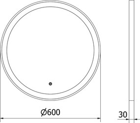 Mexen Esso lustro łazienkowe podświetlane, okragłe 60 cm, LED 6000K, antypara, rama czarna - 9825-060-060-611-70