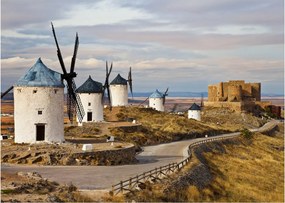 Obraz na szkle - Wiatraki Consuegra, Hiszpania (70x50 cm)