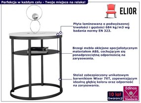 Okrągły stolik kawowy z półką biały + czarny Pasos 8X