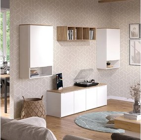 Ściana w salonie biały/sonoma 80x40x50 wido