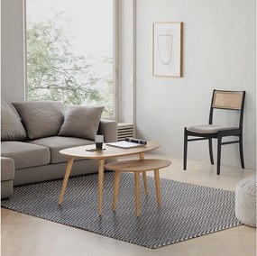 Zestaw dwóch niskich stołów kawowych Eclipse w kolorze dębu, drewno lite