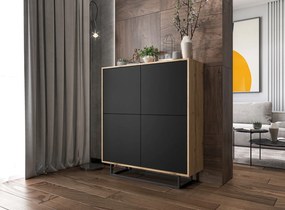 Wysoka komoda w stylu loft Apollo 98 dąb wotan/czarny
