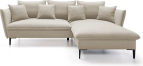 Narożnik GLOSS Prawostronny z funkcją spania, zestaw z poduszkami wolnostojący tkanina RIVIERA 38 Zielony WERSAL