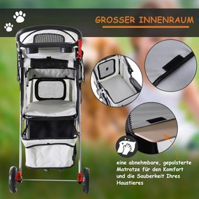 Outsunny Wózek dla Psa Kota Transporter Składany Szary do 20kg | Aosom PL