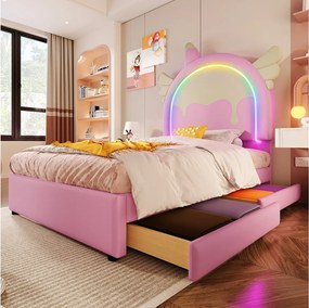 Łóżko dziecięce 90 x 200 cm – z 2 szufladami – różowe – materac nie jest wliczony w cenę