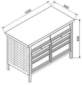 Güde Stół warsztatowy GD, 5 szuflad, świerk + sklejka bukowa, 5 szuflad, 1 szafka, 1190 x 600 x 850 mm, niebieski / szary