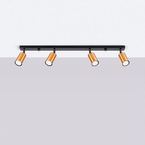 Plafony nowoczesny Glois, stal - 4 źródło światła 4000K - L.82 x H.18.5 cm - czarny/miedź