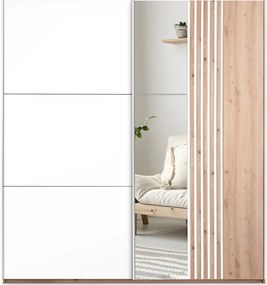 Szafa Przesuwna ATROX 203 cm z Lustrem Szafa Dwudrzwiowa Biała