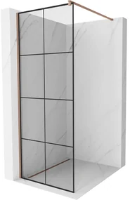 Mexen Kioto ścianka prysznicowa Walk-in 70 x 200 cm, czarny wzór 8 mm, różowe złoto - 800-070-101-60-77