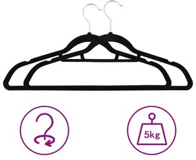 Komplet 50szt. antypoślizgowych czarnych wieszaków G6-P89