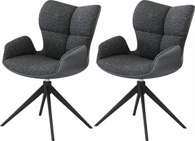 Krzesła do jadalni zestaw 2 szt. - tkanina i metal - ciemnoszary - SUZANA
