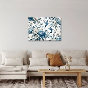 Obraz - Kolibry z kwiatami (70x50 cm)