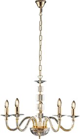 Żyrandol Franz Gold z przezroczystym szkłem i kryształkami, 5 świateł, 110 Ø60, BL275-5-OR