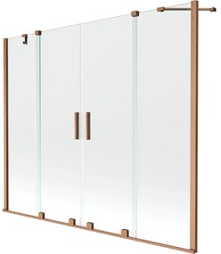 Mexen Velar Duo parawan nawannowy 2-skrzydłowy rozsuwany 190 x 150 cm, transparent, miedź szczotkowana - 896-190-000-02-65
