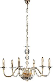Żyrandol Ruben Gold z przezroczystego szkła i kryształków 6 lamp 116 Ø77 BL267-6-OR