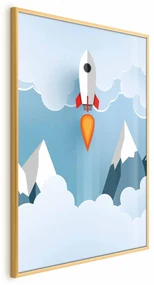 Plakat Rakieta w chmurach 21x30 cm z ramą złotą bez marginesu ARTGEIST B
