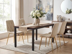 Jasnobeżowe aksamitne krzesło do jadalni LIBRA ze złotymi nogami