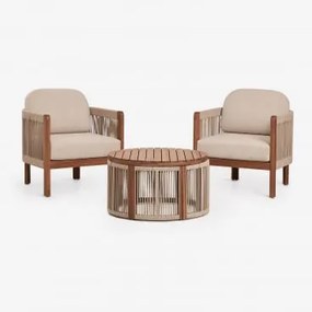 Zestaw Ogrodowy Z 2 Fotelami I Stolikiem Kawowym Z Drewna Akacjowego Serel Akacja Brąz - Sklum