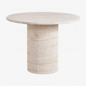 Okrągły Stół Jadalniany Ø100 Cm W Wyglądzie Cementu Travertino Velia Look Travertino - Sklum