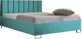 Łóżko tapicerowane MALIBU, wezgłowie, obicie MONOLITH, pojemnik na pościel, podnośnik gazowy, wysokość spania 39 cm, 140x200 cm, Popielaty