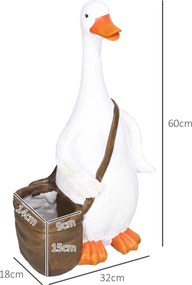 Outsunny Doniczka, Łabędź z torbą na ramię, Odporny na warunki atmosferyczne, 32 x 18 x 60 cm, Biały, Brąz