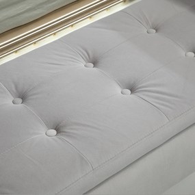 HOMCOM Ławka z miejsca do przechowywania i podłokietnikami, Skrzyniowa, Aksamitny Poliester, Drewno Kauczukowe, Jasnoszary, 107 x 42 x 65 cm