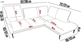 Narożnik STORM L układ L Prawostronny z funkcją regulacji oparcia i wysuwu podnóżka WERSAL