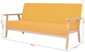 Żółty tapicerowany zestaw wypoczynkowy w stylu vintage - Kifi 4X
