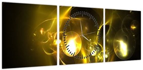 Abstrakcyjny obraz żółtych kul (z zegarem) (90x30 cm)
