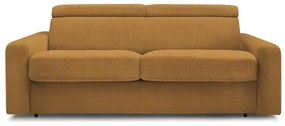 Musztardowa sztruksowa rozkładana sofa 215 cm Monaco – Bobochic Paris