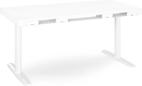 Biurko elektryczne sit-stand z szufladą i ładowarką bezprzewodową Qi białe, 1400 mm: ELLIS
