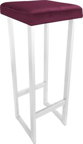 Hoker ALEX krzesło barowe tkanina Welur podstawa metalowa : Kolor Stelaża - Biały, Kolor tkaniny - VELVET - MG02, Wysokość - 90 cm