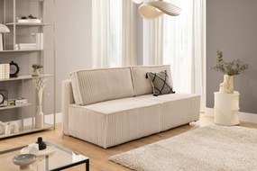 Kanapa Solvero z funkcją spania - jasny beż plusz Tilia 01