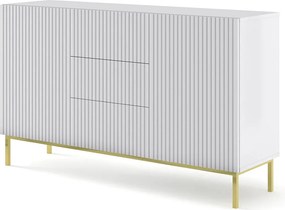Biała komoda z lamelami na złotej ramie Z1-C42