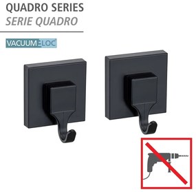 Czarne samoprzylepne plastikowe haczyki zestaw 2 szt. Quadro – Wenko