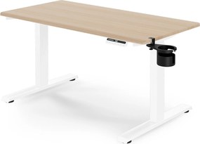 Biurko elektryczne z regulacją wysokości ergonomiczne białe/dąb sonoma,1200x600 mm: ARIA