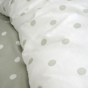 Biało-zielona flanelowa pościel dwuosobowa 230x220 cm Polka Dot – Catherine Lansfield