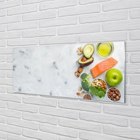 Szkło do Kuchni na Ścianę Zdrowy Posiłek z Łososiem i Orzechami