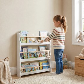 AIYAPLAY Regał na książki dla dzieci, montowany na ścianie regał dziecięcy z 3 poziomami, półka ścienna z Kippschtz 60 x 15 x 73 cm Biały | Aosom PL