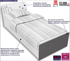 Biało-grafitowe łóżko młodzieżowe 90x200 Timi 9X Atix 4X