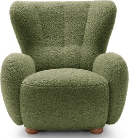 Zielony fotel uszak baranek oliwkowy T7-M08