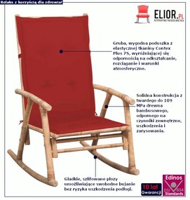 Bujany fotel bambusowy z czerwoną poduszką - Stella