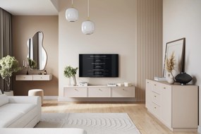 Komoda Lorini 150 cm z szufladami - kaszmir / złote uchwyty