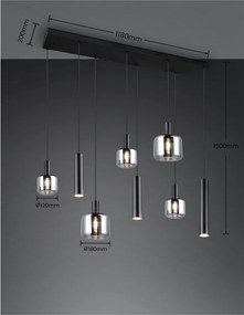 Czarna lampa wisząca z metalowo-szklanym kloszem Mataro – Trio