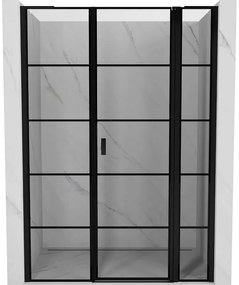 Mexen Mist L drzwi prysznicowe uchylne prawe 135 cm, czarna kratka, czarne - 8A4L-135-001-70-77-P