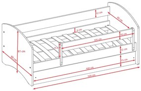 Łóżko dla dziecka z barierką Happy 2X 80x160 - białe