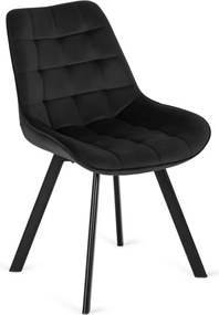 Krzesło Tapicerowane do Salonu RICK Czarne Welurowe Nowoczesne Loft