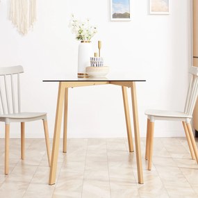 HOMCOM Stół dla 4 osób, Blat ze szkła, Stalowa podstawa z imitacją drewna, 120D x 60S x 76W cm