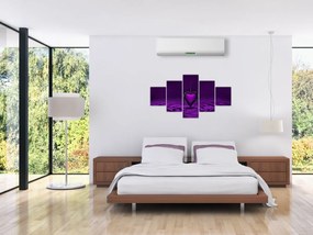 Obraz fioletowego serca (125x70 cm)